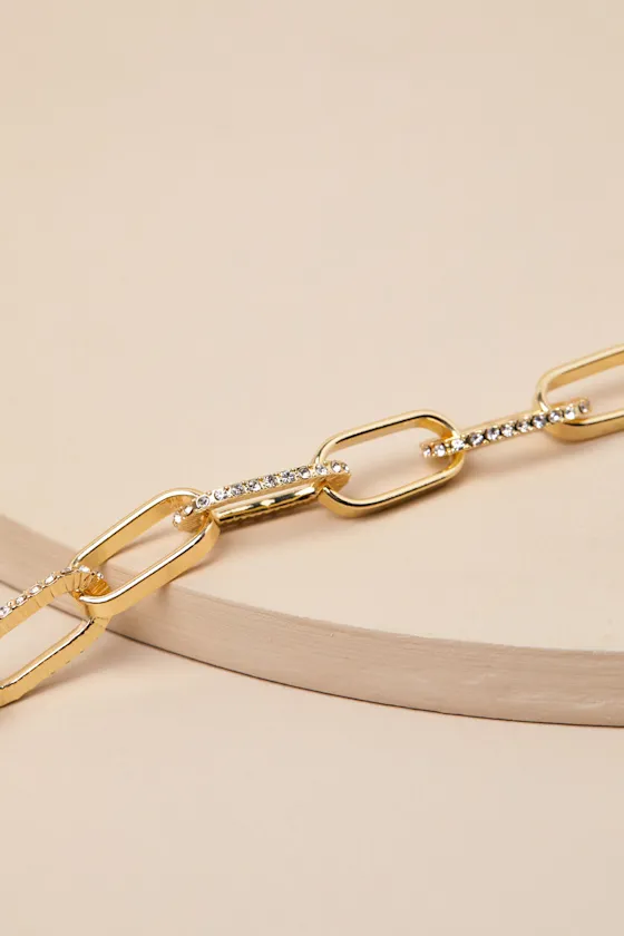 Elegant Inclusion Gold Rhinestone Chain Link Bracelet sold by Lulus product image thumbnail 2