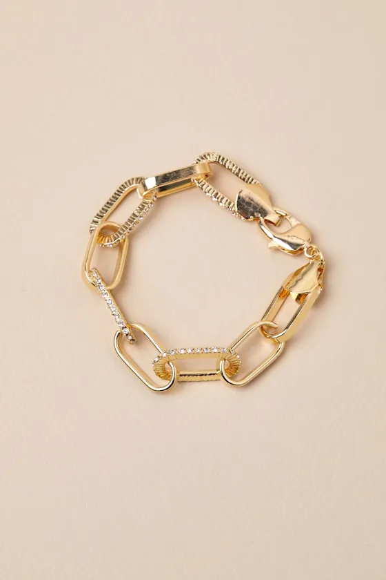 Elegant Inclusion Gold Rhinestone Chain Link Bracelet sold by Lulus product image thumbnail 3