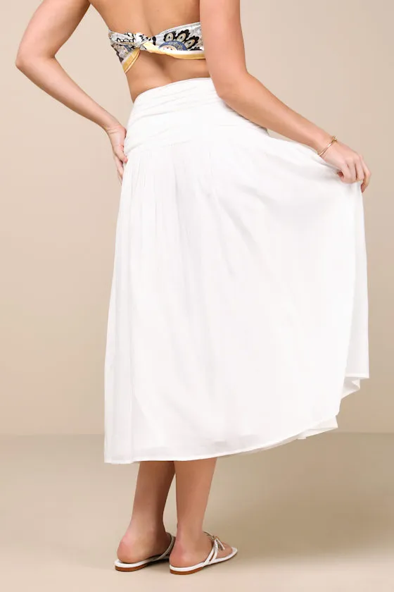 Kesia White Textured A-Line Midi Skirt sold by Lulus product image thumbnail 3