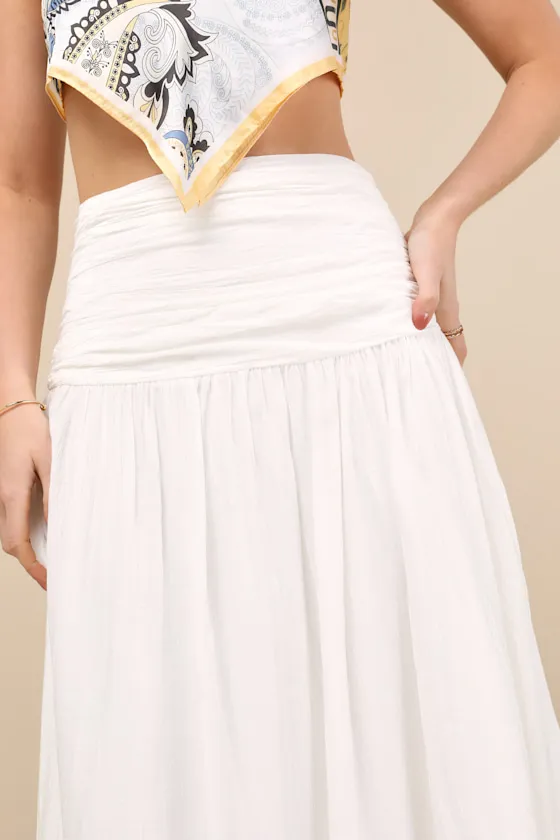 Kesia White Textured A-Line Midi Skirt sold by Lulus product image thumbnail 4