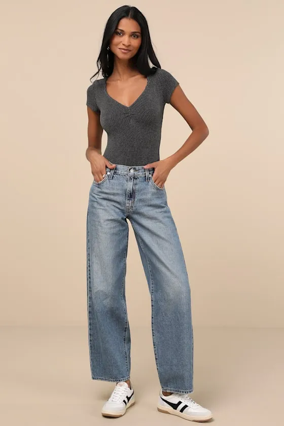 Required Style Charcoal Textured Ribbed Ruched Bodysuit sold by Lulus product image thumbnail 3