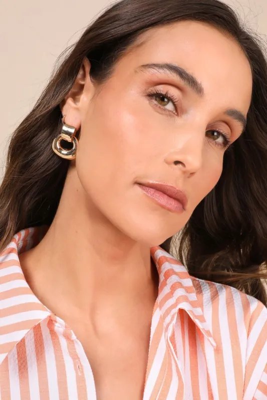Straightforward Stunner Gold Doorknocker Earrings sold by Lulus