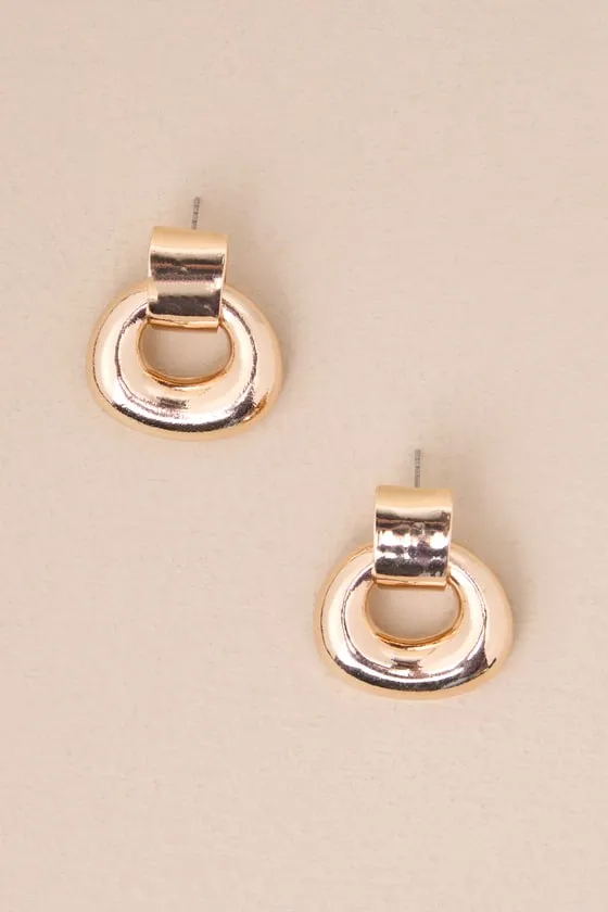 Straightforward Stunner Gold Doorknocker Earrings sold by Lulus product image thumbnail 2