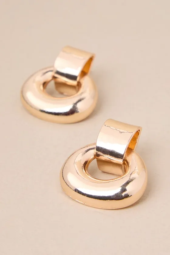 Straightforward Stunner Gold Doorknocker Earrings sold by Lulus product image thumbnail 3