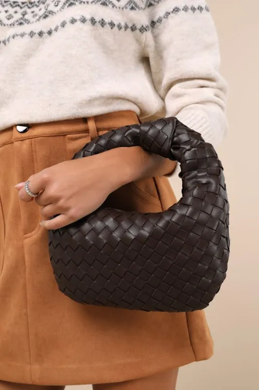 Mejia Brown Woven Knotted Handbag sold by Lulus