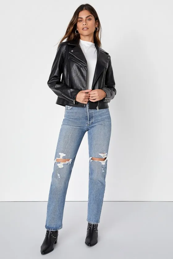 Wild Perfection Black Vegan Leather Moto Jacket sold by Lulus product image thumbnail 2