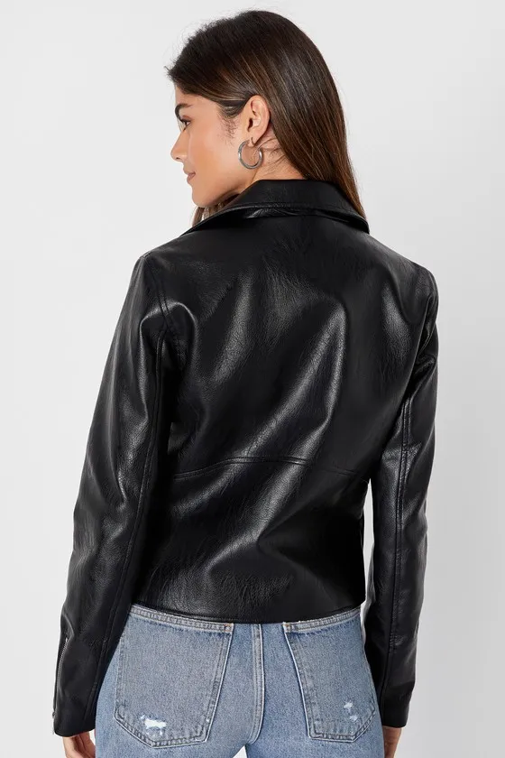Wild Perfection Black Vegan Leather Moto Jacket sold by Lulus product image thumbnail 3