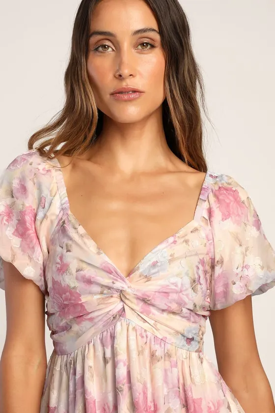 Fresh Florals Cream Floral Print Puff Sleeve Mini Dress sold by Lulus product image thumbnail 4