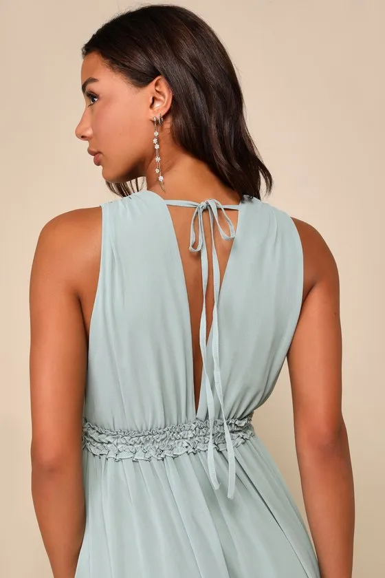 Adoring Effect Sage Brush Chiffon Tiered Ruffled Maxi Dress sold by Lulus product image thumbnail 4