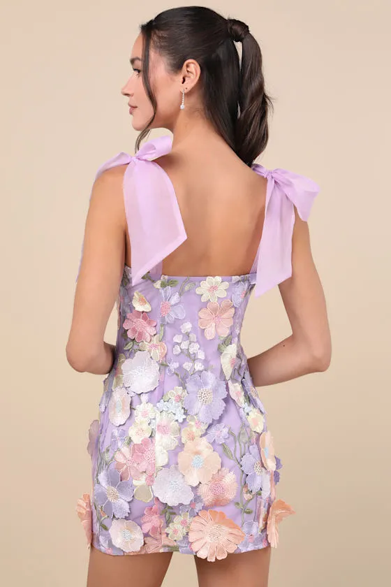 Emphatically Adorable Lavender Floral Tie-Strap Mini Dress sold by Lulus product image thumbnail 2