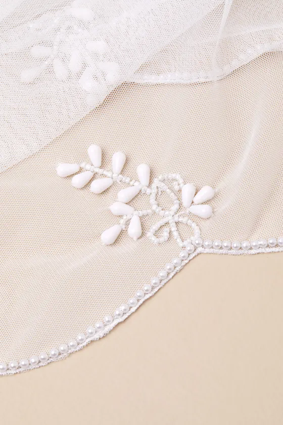 Lovely Grace White Mesh Beaded Scalloped Layered Veil sold by Lulus product image thumbnail 2