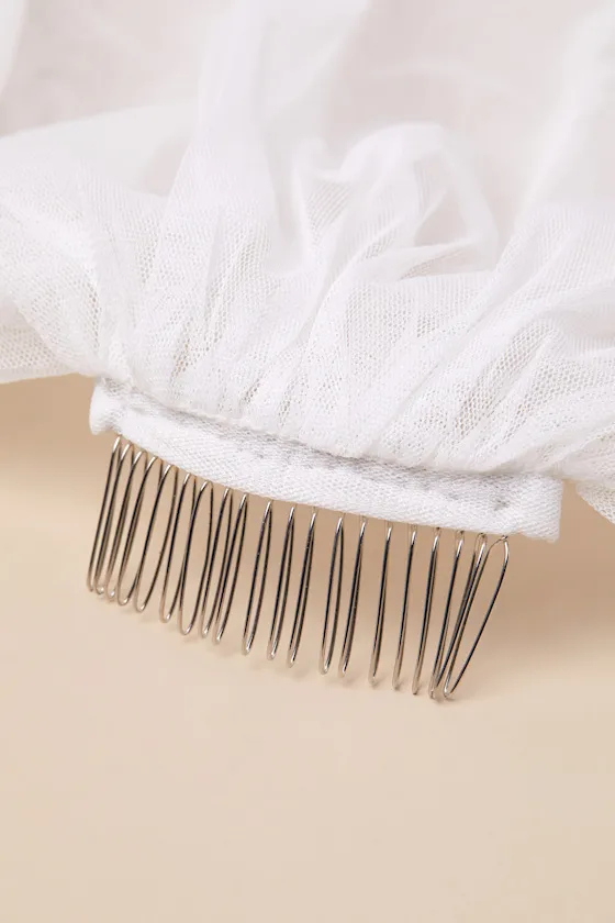 Lovely Grace White Mesh Beaded Scalloped Layered Veil sold by Lulus product image thumbnail 4