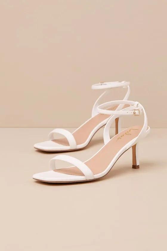 Ensley White Kitten Heel Ankle Strap Sandals sold by Lulus