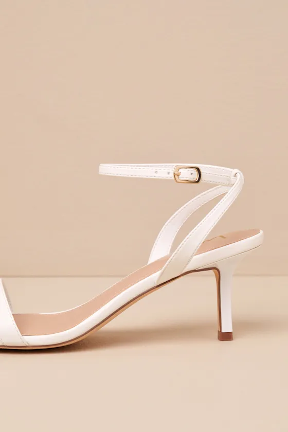 Ensley White Kitten Heel Ankle Strap Sandals sold by Lulus product image thumbnail 3