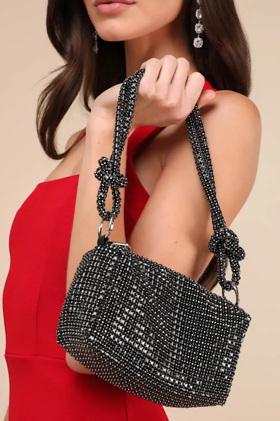 Dramatic Shine Black Rhinestone Handbag sold by Lulus