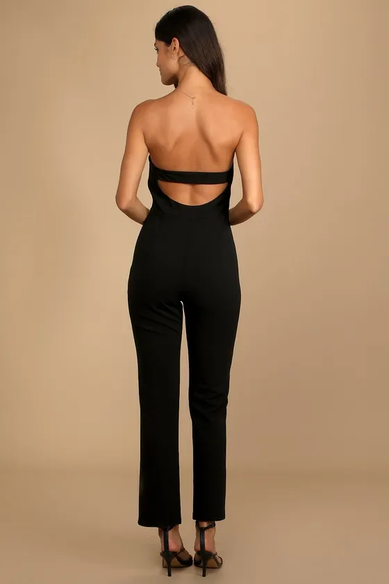Special Evening Black Strapless Cutout Straight Leg Jumpsuit sold by Lulus product image thumbnail 2