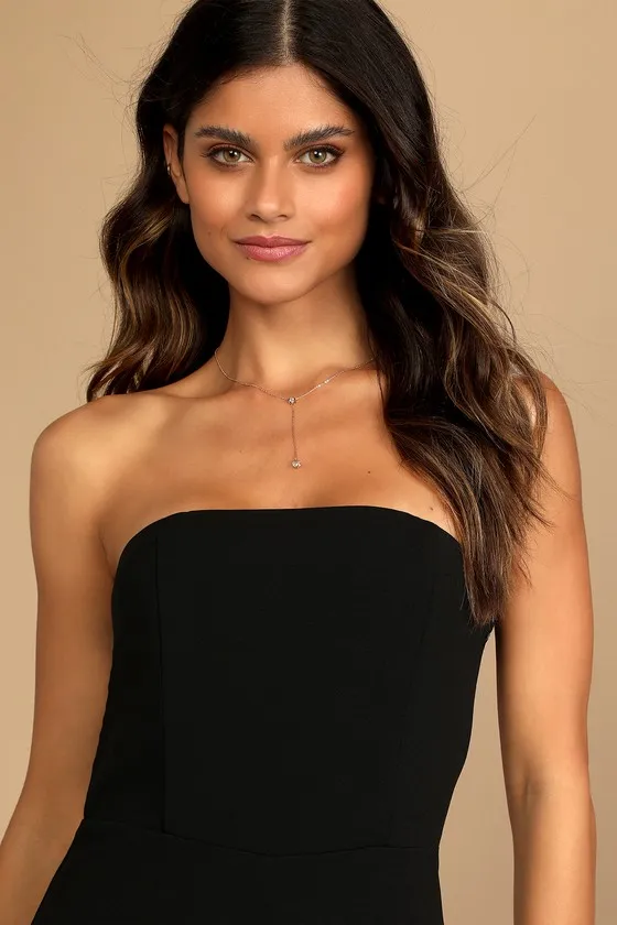 Special Evening Black Strapless Cutout Straight Leg Jumpsuit sold by Lulus product image thumbnail 3