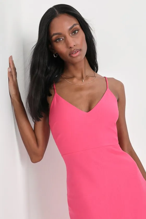 Stun Like Me Hot Pink Bodycon Trumpet Hem Midi Dress sold by Lulus product image thumbnail 2