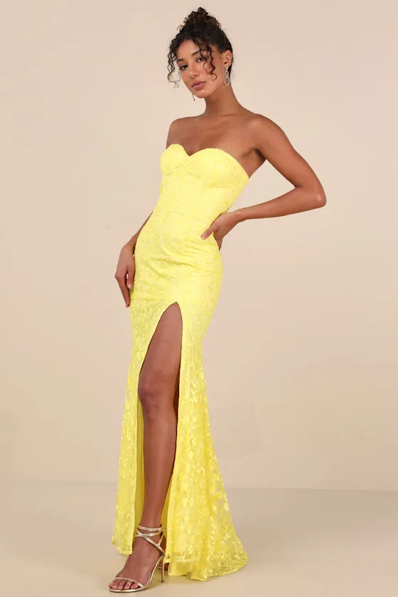 Romantic Beauty Yellow Floral Embroidered Strapless Maxi Dress sold by Lulus product image thumbnail 3