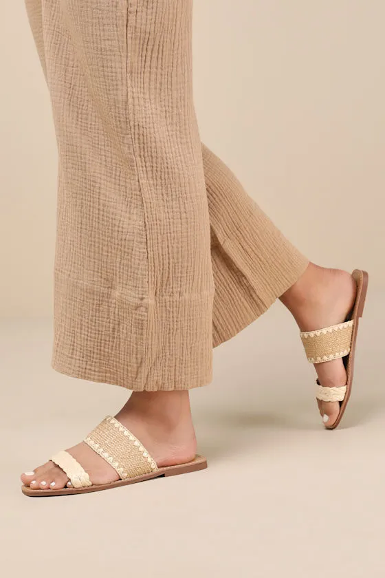 Minka Beige Raffia Woven Slide Sandals sold by Lulus product image thumbnail 2