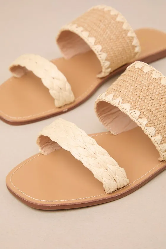 Minka Beige Raffia Woven Slide Sandals sold by Lulus product image thumbnail 4