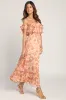 Love and Blooms Blush Floral Print Off-the-Shoulder Dress sold by Lulus