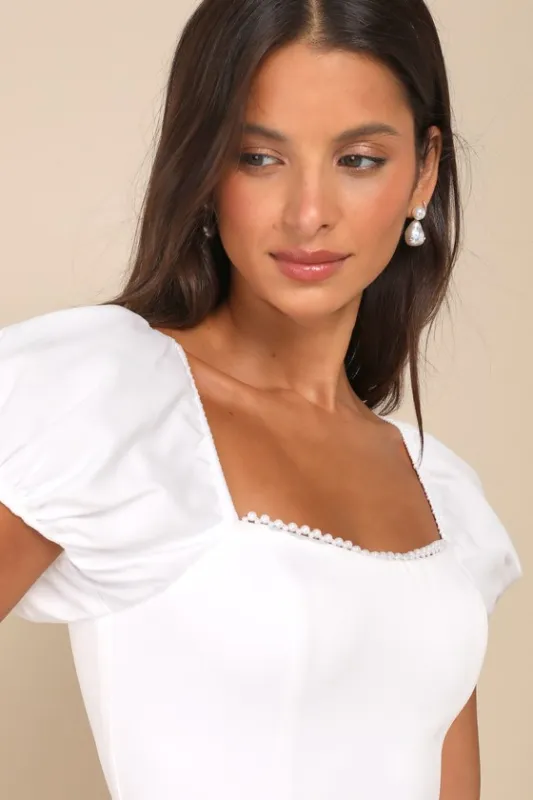 Adorable Poise White Pearl Puff Sleeve Mini Dress sold by Lulus