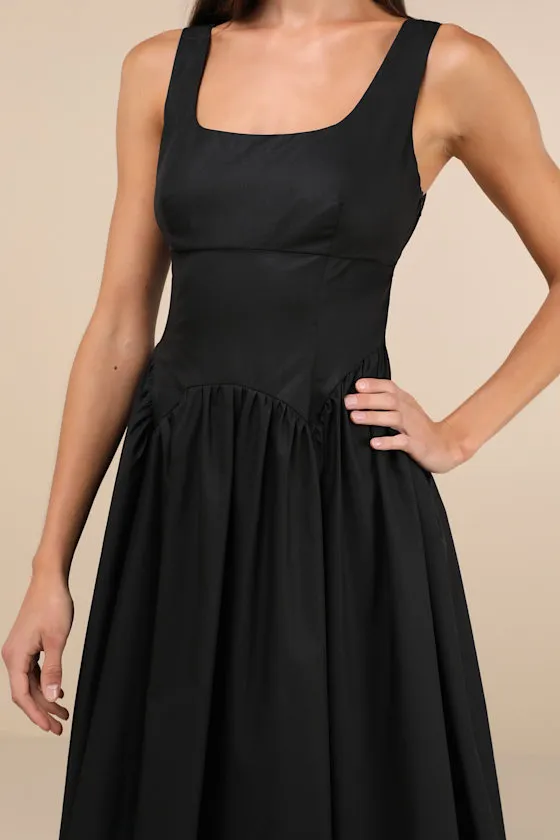 Charm and Poise Black Sleeveless Drop Waist Midi Dress sold by Lulus product image thumbnail 4