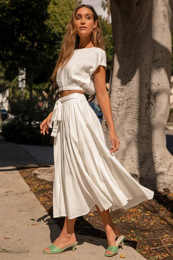 Brings You Back Ivory Two-Piece Midi Dress sold by Lulus