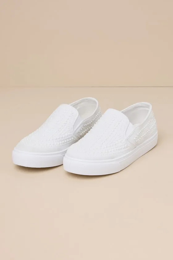 Ayline White Pearl Flatform Slip-On Sneakers sold by Lulus product image thumbnail 3