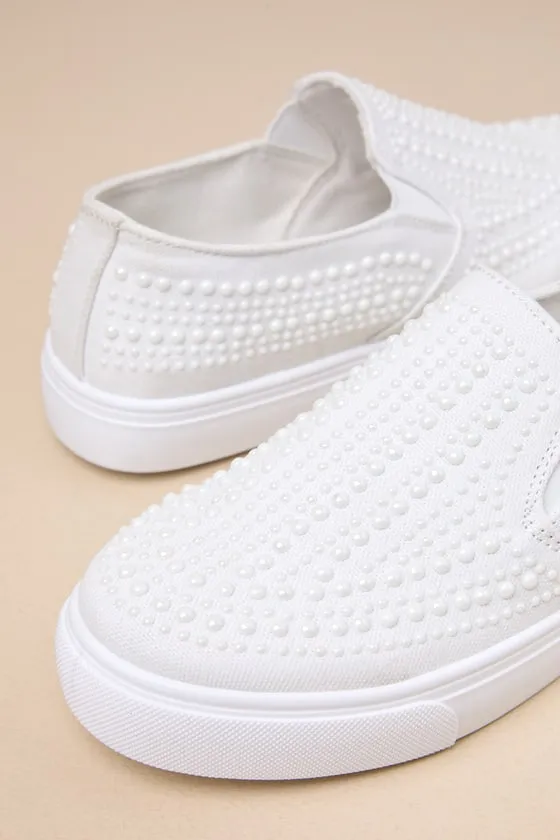Ayline White Pearl Flatform Slip-On Sneakers sold by Lulus product image thumbnail 4