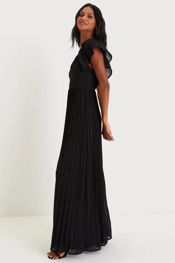 Ideal Occasion Black Pleated Flutter Sleeve Backless Maxi Dress sold by Lulus product image thumbnail 2