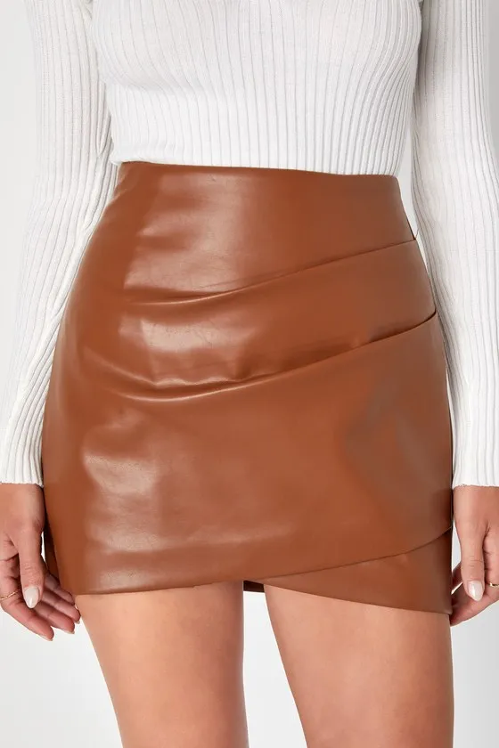 Unforgettable Energy Brown Vegan Leather Mini Skirt sold by Lulus product image thumbnail 2