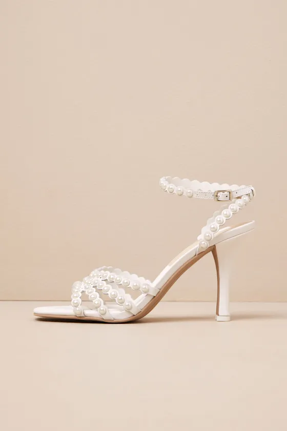 Hellen White Pearl Ankle Strap High Heel Sandals sold by Lulus product image thumbnail 4
