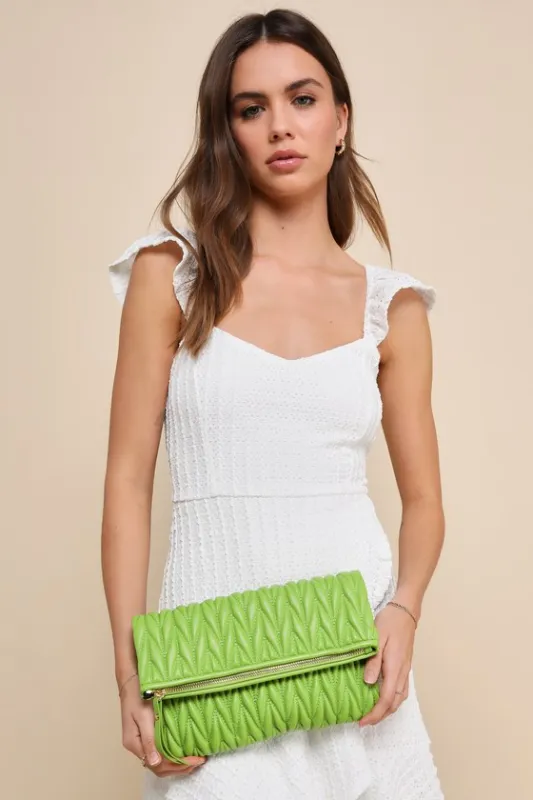 Demeter Lime Green Quilted Clutch sold by Lulus