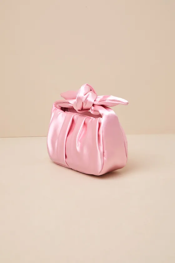 Essential Style Pink Satin Knot Handle Clutch Bag sold by Lulus product image thumbnail 2