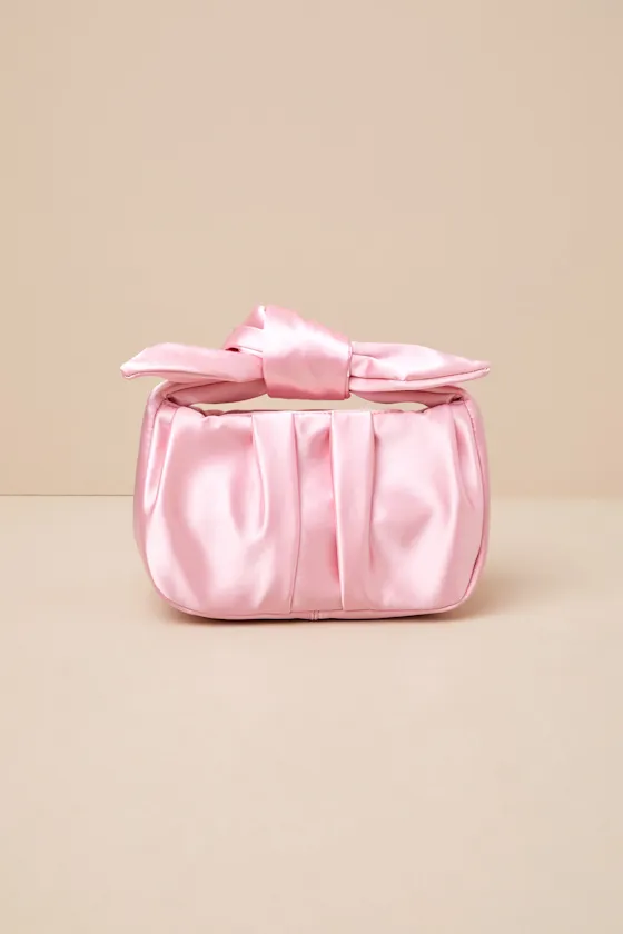 Essential Style Pink Satin Knot Handle Clutch Bag sold by Lulus product image thumbnail 3
