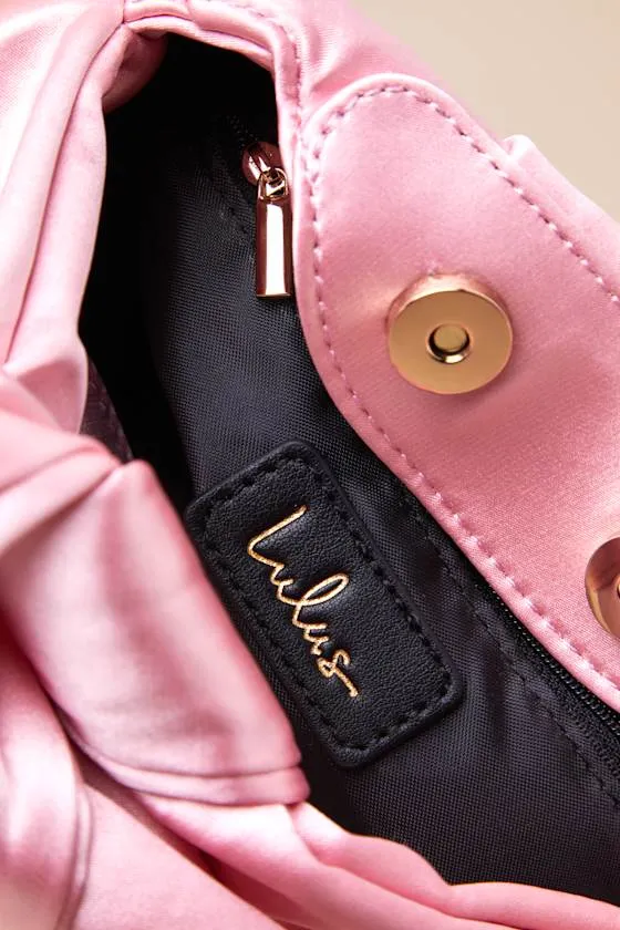 Essential Style Pink Satin Knot Handle Clutch Bag sold by Lulus product image thumbnail 4