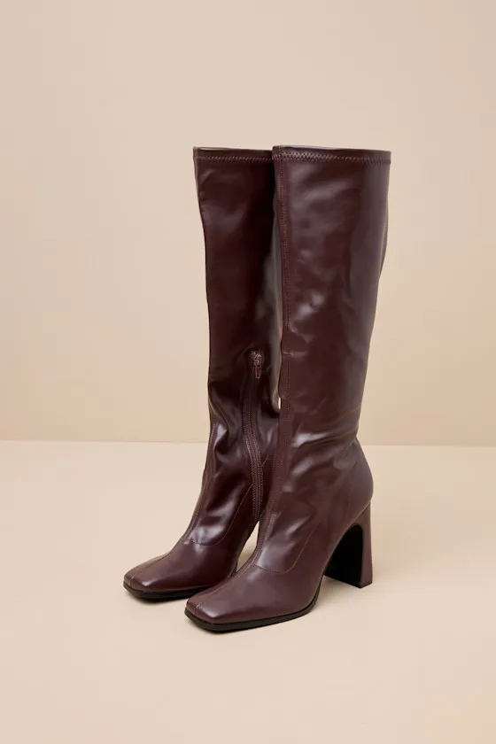 Albane Chocolate Square Toe Knee-High Boots sold by Lulus product image thumbnail 2