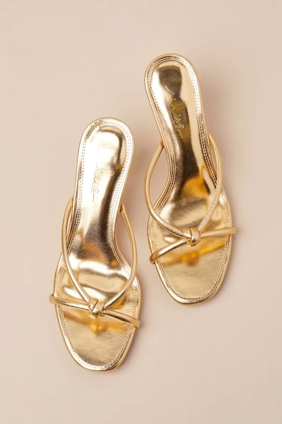 Victoire Gold Knotted Strappy High Heel Slide Sandals sold by Lulus product image thumbnail 2