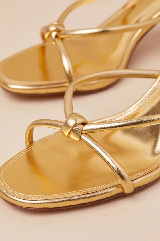 Victoire Gold Knotted Strappy High Heel Slide Sandals sold by Lulus product image thumbnail 3