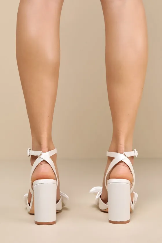 Suttonn Ivory Satin Bow Ankle Strap Pointed-Toe Pumps sold by Lulus product image thumbnail 2