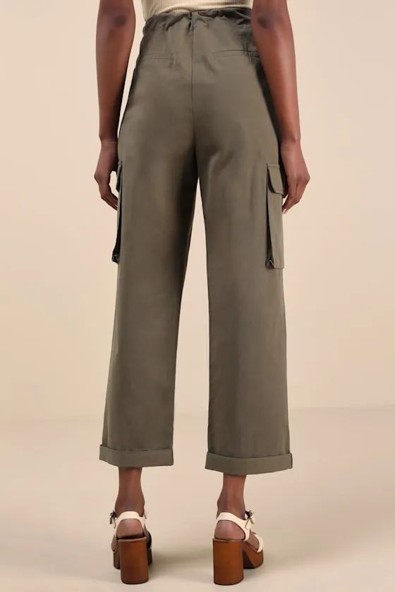 Greeta Olive Green Straight Leg Cargo Pants sold by Lulus product image thumbnail 3