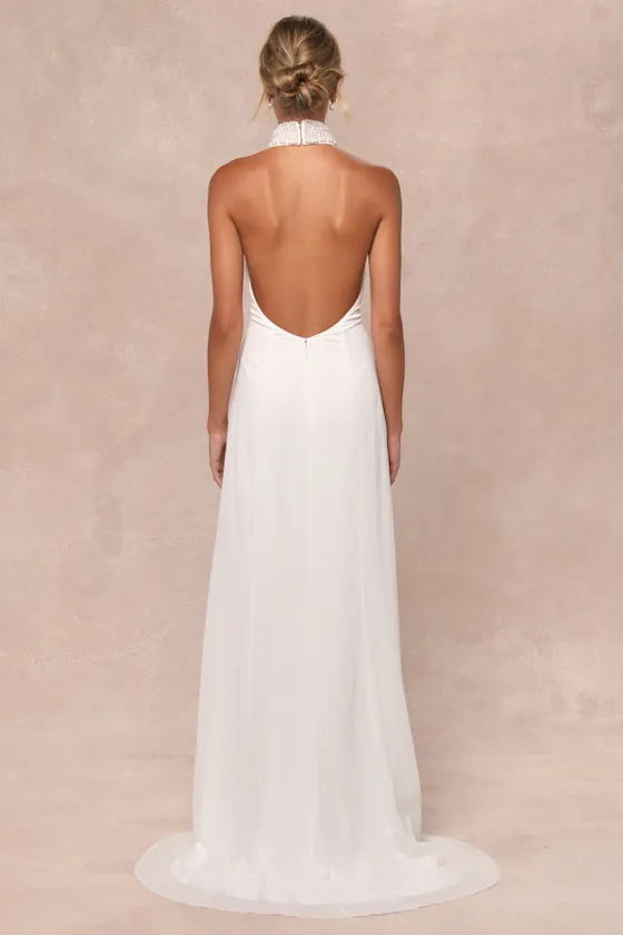 Extraordinary Moment White Pearl Mock Neck Maxi Dress sold by Lulus product image thumbnail 2