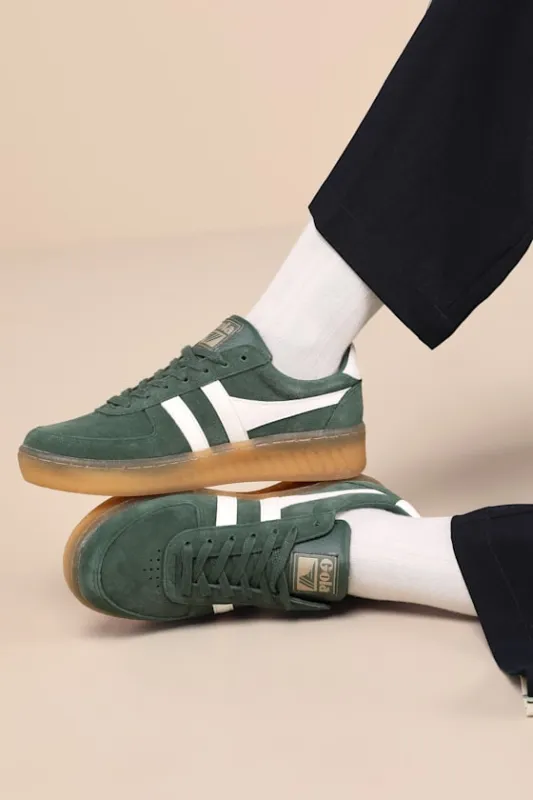 Grandslam Evergreen and Off White Suede Leather Sneakers sold by Lulus