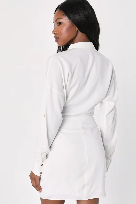 Charming Confidence White Collared Button-Up Mini Dress sold by Lulus product image thumbnail 2