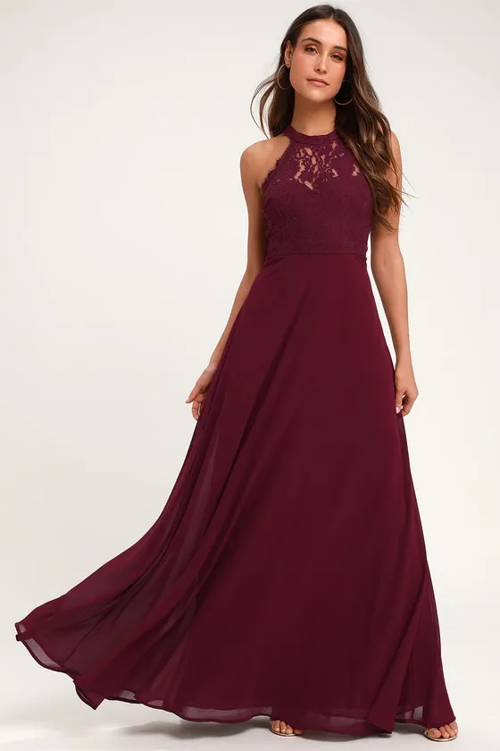 Dance All Evening Burgundy Lace Maxi Dress sold by Lulus product image thumbnail 2