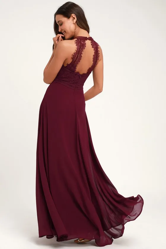 Dance All Evening Burgundy Lace Maxi Dress sold by Lulus product image thumbnail 3