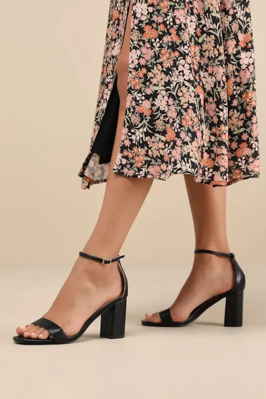 Arylee Black Ankle Strap Heels sold by Lulus
