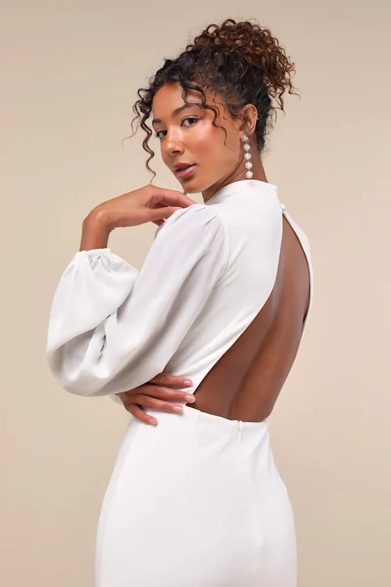 Exceptionally Flirty White Long Sleeve Backless Mini Dress sold by Lulus product image thumbnail 2